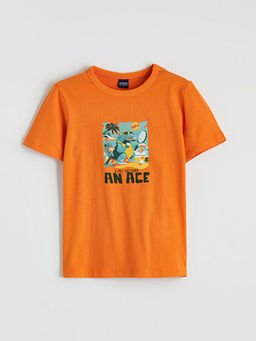 Bisiklet Yaka Bask?l? Erkek ?ocuk Ti??rt