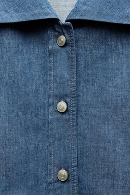 DENIM-EFFECT PETER PAN COLLAR SHIRT - Zara фото 7