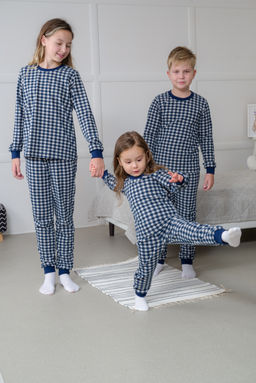Пижама подростковая из кулирки пенье на манжетах Дрёма клетка синяя - Амадэль фото 13