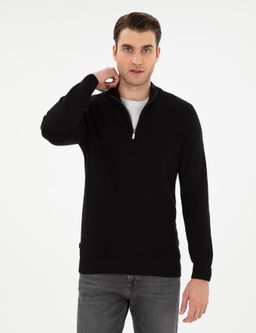 Siyah Slim Fit Fermuarl_ Dik Yaka Kazak - Pierre cardin фото 3