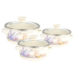 Набор мини-кастрюль эмаль ZEIDAN 6 пр (0,5л, 0,8л, 1,2л) с крыш, арт. Z-80640 Lavenders