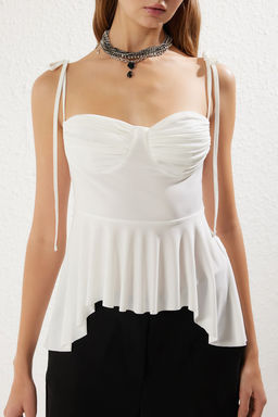 Trendyolmilla Beyaz Gogus Detayl? Orme Bluz TPRSS25BZ00006  фото 4