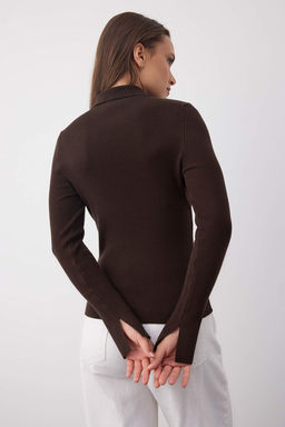 Wardrobe Essentials Kahverengi Premium Iplik Polo Yaka Triko H?rka | TWOAW26HI00225