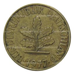 Монета 10 пфеннигов 1977 года J Германия