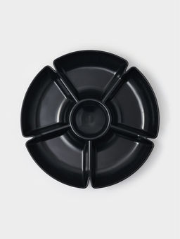 Менажница глубокая, 6 секций, d=28 см, пластик, чёрная