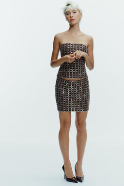 SHIMMER MESH BANDEAU TOP