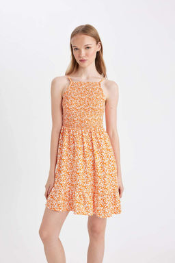 Coool Halter Yaka Cicekli Maroken Ask?l? Mini Elbise - Defacto фото 2