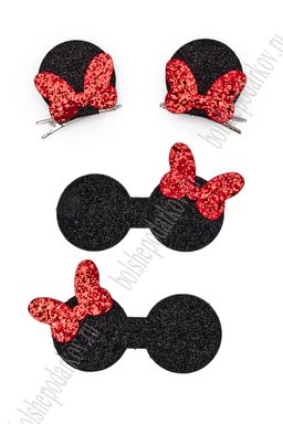 Лазерная вырубка из кожзама 5 см "Ушки и бантик" (3 пары)