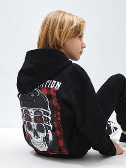 Rahat Kal?p Bask?l? Erkek ?ocuk Hoodie