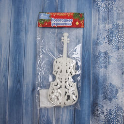 Цена за 3 шт. Ёлочная игрушка Зимнее волшебство. Виолончель пластик, 177 см, белый фото 3