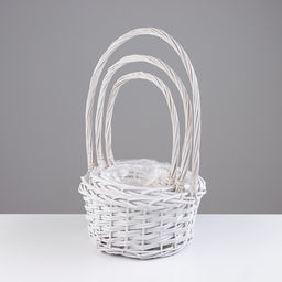 Корзина плетёная для хранения «Плетёнка», ива, круглая, белая, набор 3 шт.