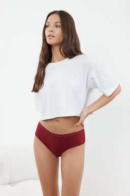 Trendyolmilla Siyah 3lu Pamuklu Dantelli Rahat Kal?p Hipster Orme Kulot THMAW24KU00009  фото 20