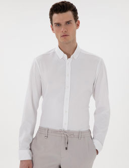 Рубашка Pierre Cardin Slim Fit белая в полоску