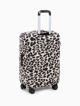 Чехол на чемодан на колёсах, 28" (L), с принтом «Леопард», бежевый