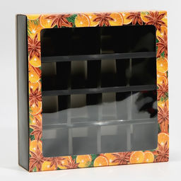 Цена за 5 шт. Коробка под 16 конфет с ячейками «Вкусный Новый год» 17.5×17.5×3.5 см