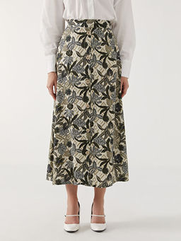 Beli Lastikli ?i?ekli Kad?n Etek