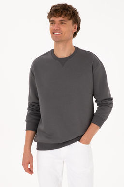 Erkek Gri Basic Sweatshirt
