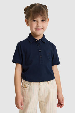 K_z _ocuk Polo Yaka Lacivert Basic Ti__rt