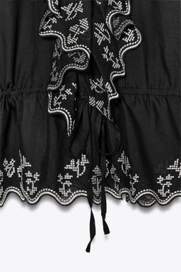 ZW COLLECTION EMBROIDERED RUFFLE BLOUSE - Zara фото 8