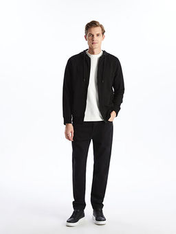 Kap??onlu Uzun Kollu Erkek Fermuarl? Sweatshirt