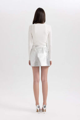 Крутая мини-юбка А-образного выреза - Defacto фото 6