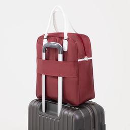 Сумка дорожная на молнии, наружный карман, держатель для чемодана, цвет бордовый/белый - Simaland фото 5