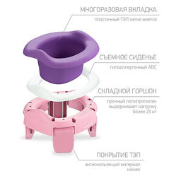 Горшок дорожный HandyPotty 3 в 1 розовый и вкладка фиолетовая
