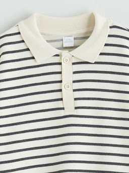 Polo Yaka ?izgili Erkek ?ocuk Sweatshirt