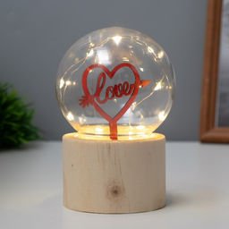 Фигурка светящаяся RISALUX Влюбленное сердце, LED-ночник, 3?AG10, шар-8 см, 6.5?6.5?11.5 см