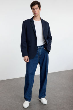 TRENDYOL MAN Lacivert Regular Fit Dusuk Omuz Genis Kal?p Dokuma Klasik Blazer Ceket TMNAW25BC00002 - Trendyolmilla фото 3