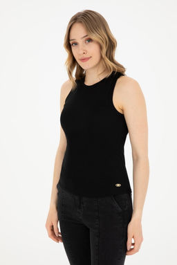 Женская черная базовая футболка без рукавов с круглым вырезом Неожиданная скидка в корзине - U.s. polo assn фото 3