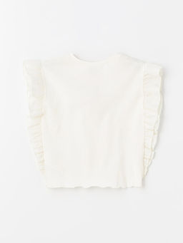 Bisiklet Yaka Bask?l? K?sa Kollu K?z ?ocuk Ti??rt - Waikiki фото 2