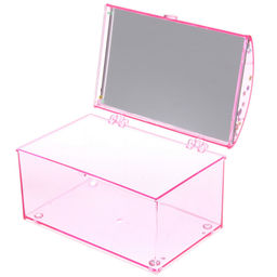 Цена за 3 шт. Шкатулка пластиковая с зеркалом "KiKi HAUS", сундучок, цвет розовый, 14.5*9.5*9см (в пакете)