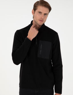 Siyah Regular Fit Yar_m Fermuarl_ Polar Sweatshirt - Pierre cardin фото 3