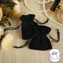 Цена за 50 шт. Мешочек бархатный Классика 7x5, цвет чёрный