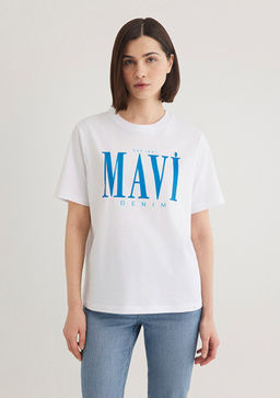 Mavi Logo Bask?l? Beyaz Tisort  фото 4