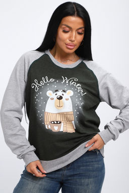 Лонгслив женский из футера Гамми хаки