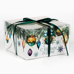 Цена за 5 шт. Коробка для капкейка «Еловые новогодние веточки», 16×16×10 см