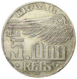 Монета 5000 рейс 1936 года Бразилия