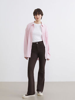 ?izgili Oversize Keten Kar???ml? Kad?n G?mlek