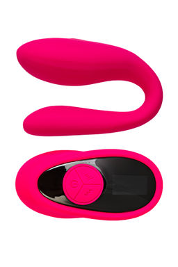 Вибратор для пар eroTeq Prawno с пультом ДУ, силикон, розовый, 18 см