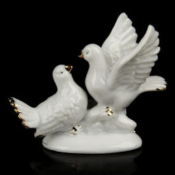Фигурка «2 голубка с розой», белые со стразой, 6.7×9.2×3 см