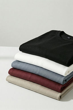 Unisex Siyah-Kahverengi-Gri-Ta_-Beyaz Slim/Dar Kesim 5li Paket %100 Pamuk T-shirt TMNAW20TS0243