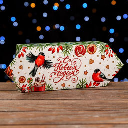 Цена за 5 шт. Подарочная коробка Конфета Снегири, 10 х 20 х 4,3 см