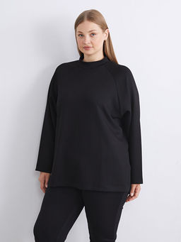 Dik Yaka Oversize Kad?n Sweatshirt Tunik