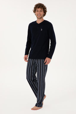 Erkek Lacivert Pijama Tak_m_ Sepette S_rpriz _ndirim
