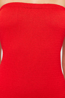 K?rm?z? Maxi Triko Straplez Elbise TWOSS24EL00360 - Trendyolmilla фото 5