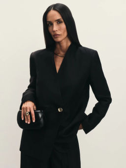 Жакет из лиоцелла и льна с декоративной пуговицей / Zarina  фото 3