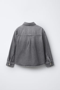 CAMISA DENIM BOLSILLOS / Gris - Zara фото 3