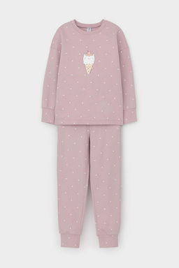 К 1581/розовый лед,мини сердечки пижама дет